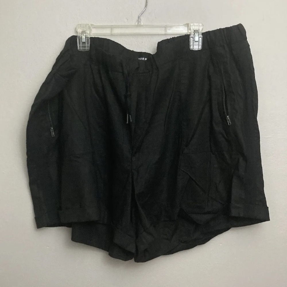 5-13 Torrid Black shorts Linen Blend 4x Pull on Elastic Waist Drawstring